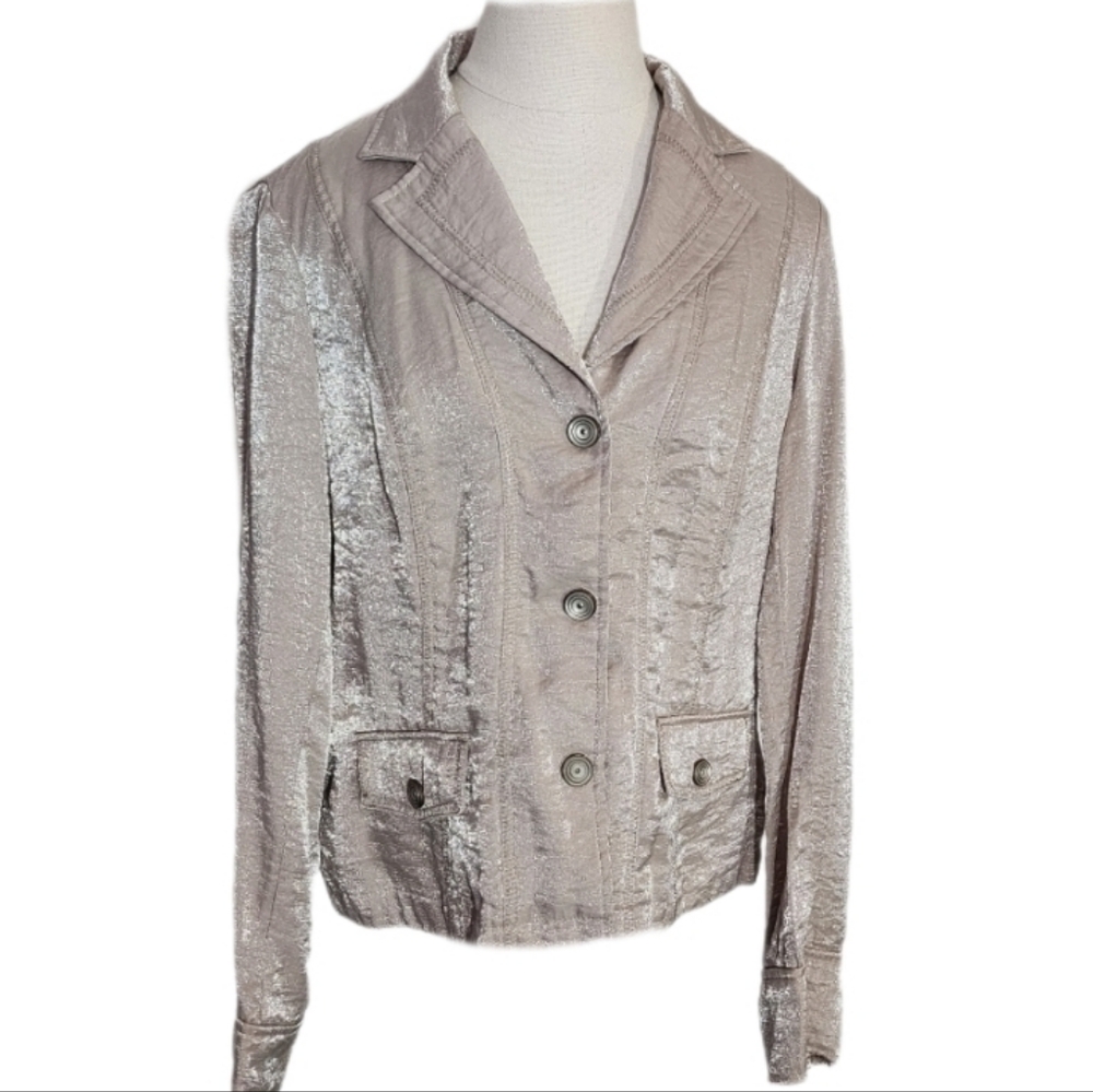 Tribal Blazer Shimmering Lightweight Jacket Champagne Size 10